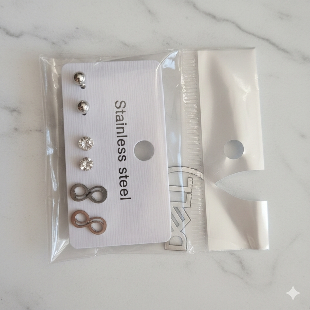 Stainless Steel Stud Earrings Set